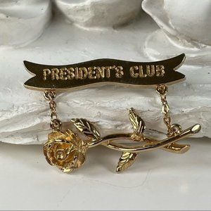 AVON Presidents Club 1986-1987 Vintage Hanging Rose Brooch